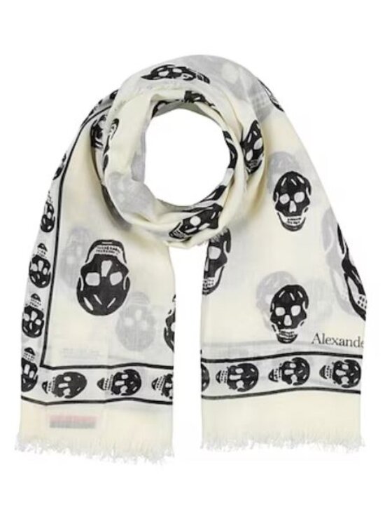 Alexander McQueen Accessories - Alexander McQueen Skull Scarf Ivory Black